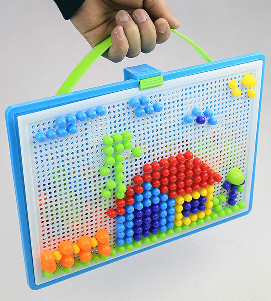 296 Pieces/Set Box-packed Grain Mushroom Nail Beads Intelligent 3D Puzzle Games.