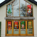 Christmas flag elf snowman cloth hanging scroll cartoon canvas window wall decoration.