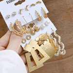 Vintage Gold Geometric Women's Earrings Set