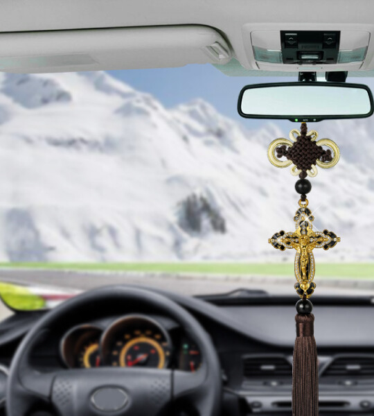 The new pendant metal diamond cross exquisite car rearview mirror ornaments