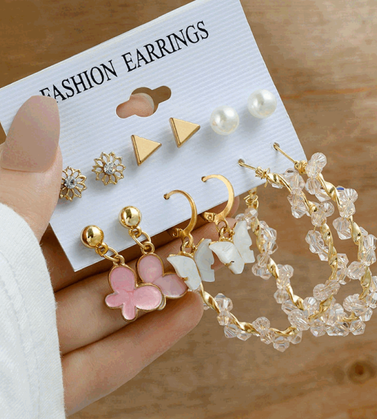 Vintage Gold Geometric Women's Earrings Set