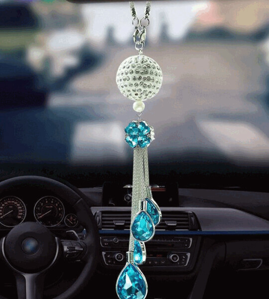 Car Rearview Mirror Pendant, Crystal Ball Hanging Ornaments For Car Decoration