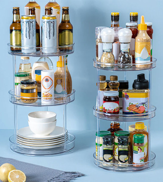 360 Rotation Transparent Rotatable Plastic Storage Box