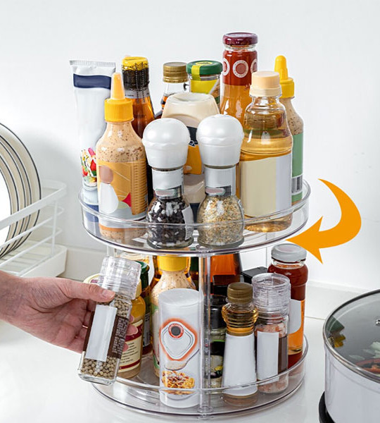 360 Rotation Transparent Rotatable Plastic Storage Box