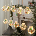 Christmas Ball Santa LED Curtain Light String Christmas Tree Decoration.