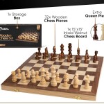 Inlaid Walnut Wooden Chess Set with Folding Chess Board Staunton Chess Pieces & Storage Box  Chess Set Wood Board Game