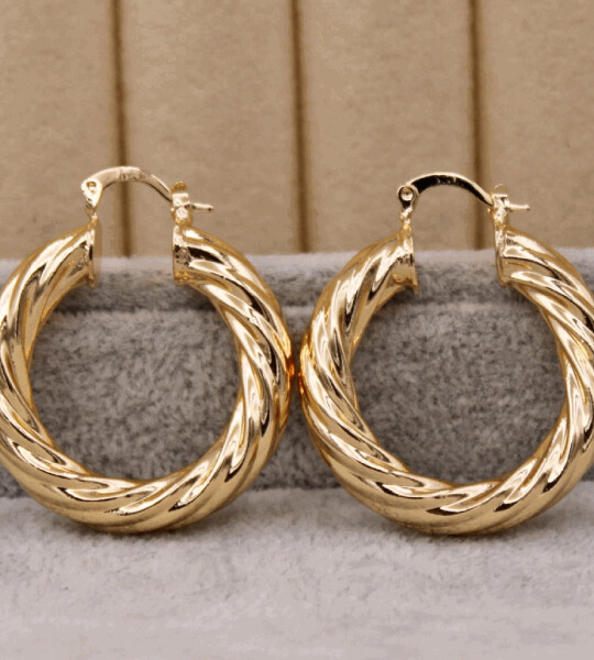 Trendy Round Hoop Earrings Gold Plated Copper for Women Eardrop Fashion Jewelry Accessories