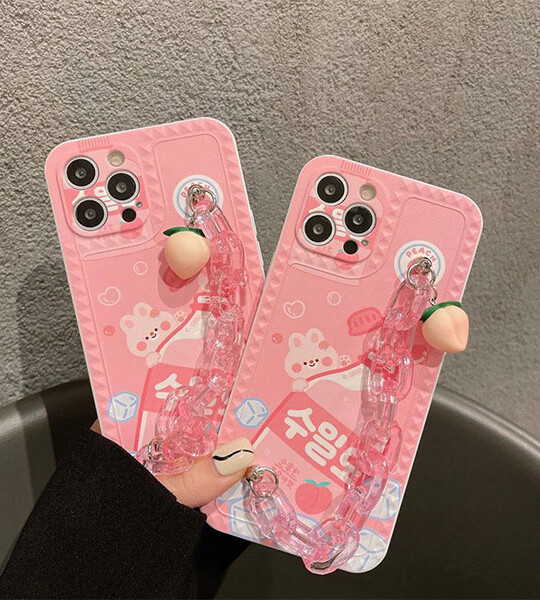 Pendant Chain Phone Case For iphone 12 11 Pro XS Max 7 8 plus X XR SE Cartoon Bear Silicone Cases.