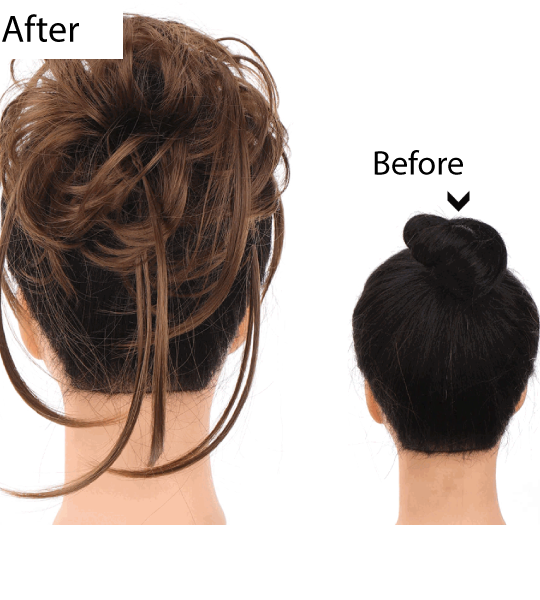 Hair Bow Chignon Straight Hair Elastic Rubber Band Hair Bun Extensions Fake Hairpieces