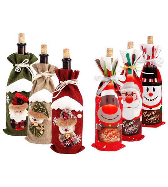 Christmas Decorations for Home Santa Claus Wine Bottle Cover Snowman Stocking Gift Holders Xmas Navidad Decor New Year.