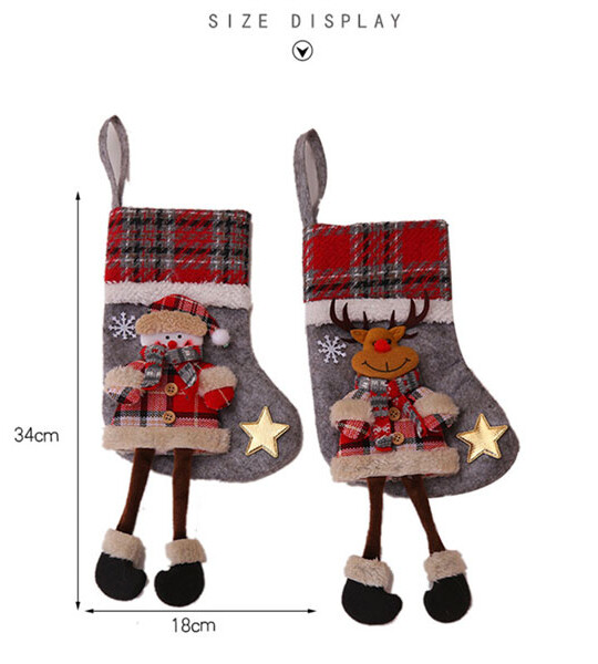 Christmas Stocking Sack Xmas Kids Gifts Candy Bag Christmas Decorations for Home Cloth Sock Christmas Tree Decor.
