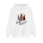 Women's Chirstmas Print Long-sleeved Sweatshirt Casual Blouse Pullover Cartoon Christmas Tree Print Hooded.