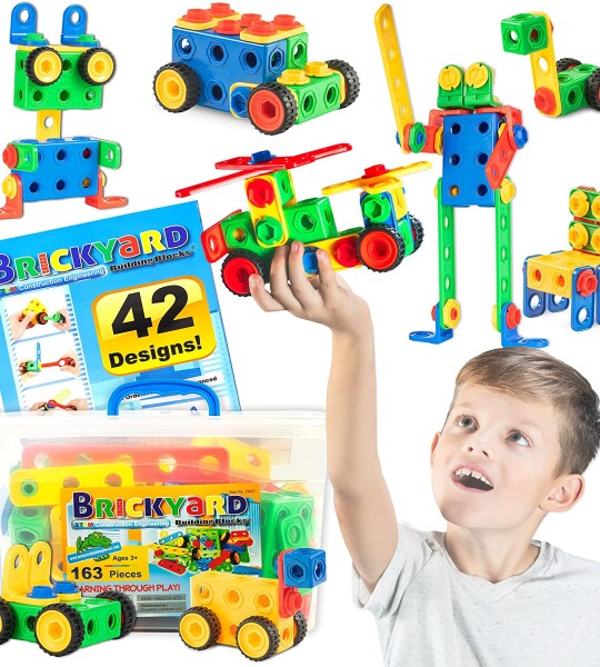 STEM Toys Educational Building Toys for Kids with Tools Design Guide and Toy Storage Box for Kids