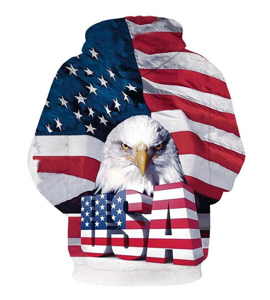 3d Fun Design Usa Flag Hoodie Fashion Men's And Women's Sports Street Wear Skateboard.