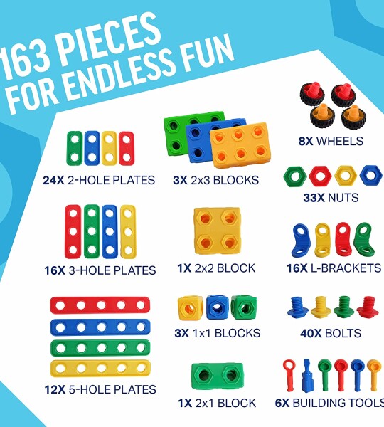 STEM Toys Educational Building Toys for Kids with Tools Design Guide and Toy Storage Box for Kids