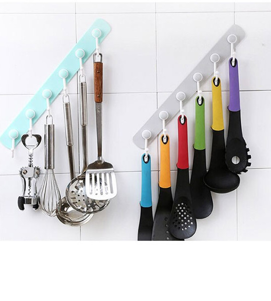 6 Hooks Kitchen Storage Hook Wall Door Holder