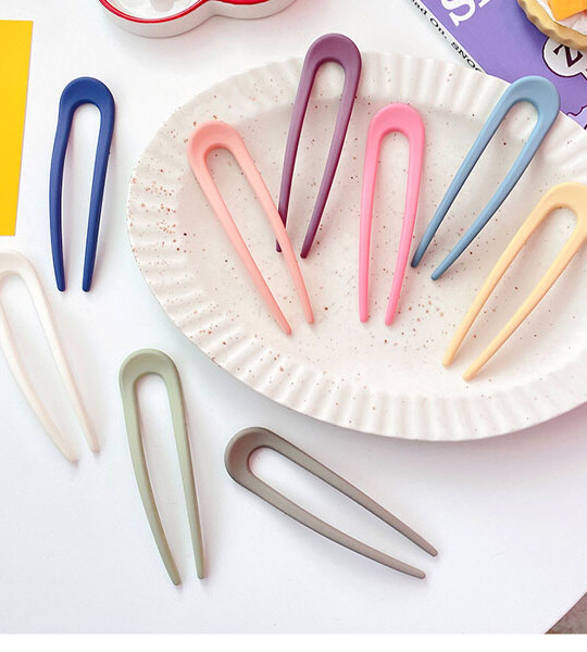 Candy Color U-shaped Plastic Hair Sticks Hairpin for Women Girls Sweet Hair Holder Clips Headband Fashion Hair Accessori