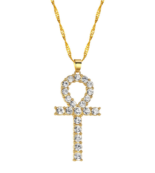 Crystal Egyptian Key Of Life Pendant Necklace Religious Jewelry