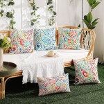 Pillow Covers 18x18 Inch Set of 2 Colorful Paisley Decor Waterproof Throw Pillow Covers Farmhouse Outdoor Waterproof.