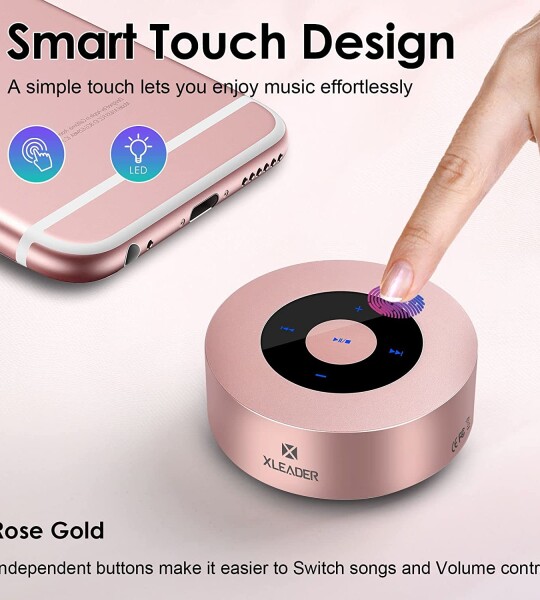 [ Smart Touch] Bluetooth Speaker XLeader SoundAngel A8 (3rd Gen) Premium Rose Gold 3D Mini Speaker with Portable Waterpr