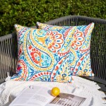 Pillow Covers 18x18 Inch Set of 2 Colorful Paisley Decor Waterproof Throw Pillow Covers Farmhouse Outdoor Waterproof.