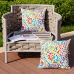 Pillow Covers 18x18 Inch Set of 2 Colorful Paisley Decor Waterproof Throw Pillow Covers Farmhouse Outdoor Waterproof.