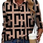 Zeagoo Button Down Shirt for Women Long Sleeve Blouses Floral Printed Tops Business Casual Work Outfits S-XXL.