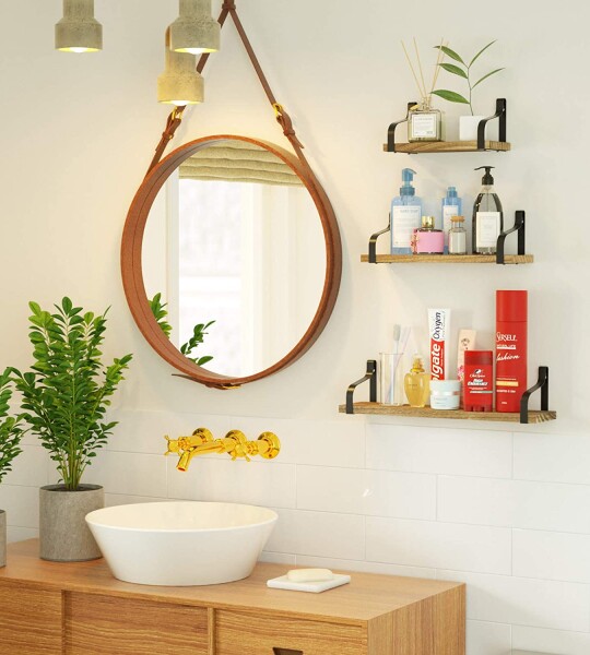 Floating Shelves Wall Mounted  Rustic Wood Wall Storage for Bedroom