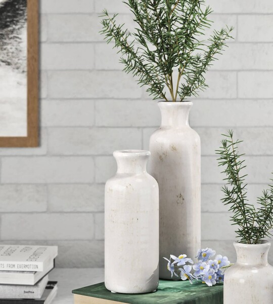 Ceramic Vase Set 3 Small Vases Rustic Home Decoration