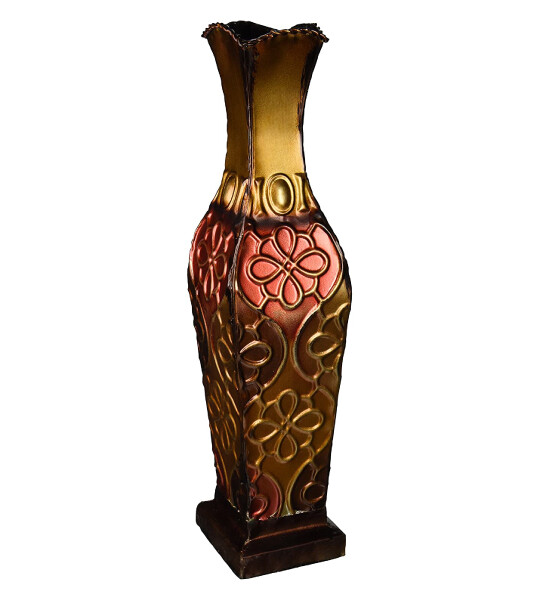 Harlequin Embossed Metal Vase Table Centerpiece Home Decoration for Dried Flower