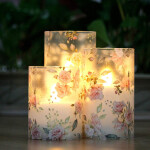 Blinks Love Theme Rose Series Glass Pillar Candles for Home Decor