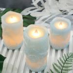 Flameless Candles with Remote, Nautical Theme Seashell Carved Real LED Candles Holiday Decor