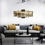 Yellow Orchid Flowers Canvas Print Abstract Wall Art Painting For Home Decor