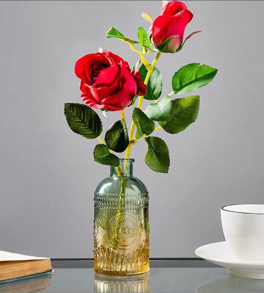 Embossed Rustic Vintage Flower Vase Centerpiece Decor for Shelf Table Decoration