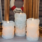 Flameless Candles with Remote, Nautical Theme Seashell Carved Real LED Candles Holiday Decor
