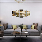 Yellow Orchid Flowers Canvas Print Abstract Wall Art Painting For Home Decor