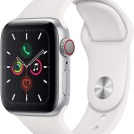 Apple Watch Series 5 (GPS + Cellular, 40MM) - Silver Aluminum Case with White Sport Band (Renewed)