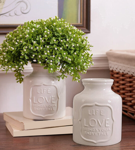 Ceramic Farmhouse Flower White Vases for Home  Decoration