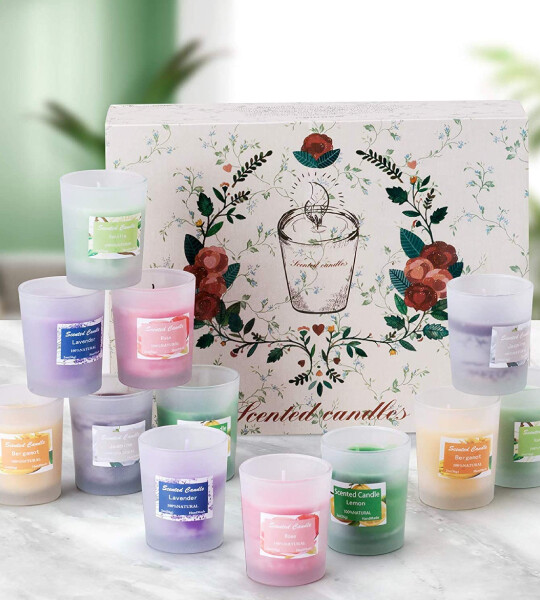 Candle with Essential Oil for Stress Relief Relaxation Smoke Free Strong Fragrance for Home Decor