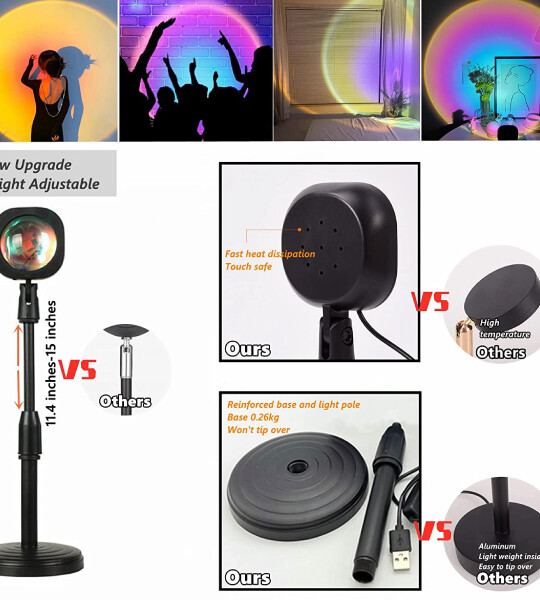 Rainbow Sunset Projection Remote Control Sun Light  For Home Decor