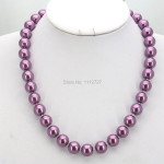 Christmas Gift 10mm Purple Round Glass Pearl Beads Necklace Bracelet Earrings Sets