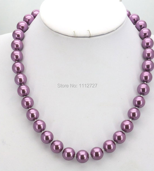 Christmas Gift 10mm Purple Round Glass Pearl Beads Necklace Bracelet Earrings Sets