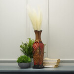 Harlequin Embossed Metal Vase Table Centerpiece Home Decoration for Dried Flower