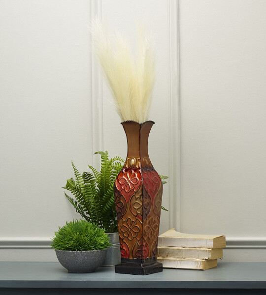 Harlequin Embossed Metal Vase Table Centerpiece Home Decoration for Dried Flower