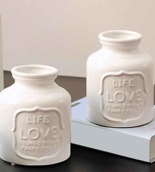 Ceramic Farmhouse Flower White Vases for Home  Decoration