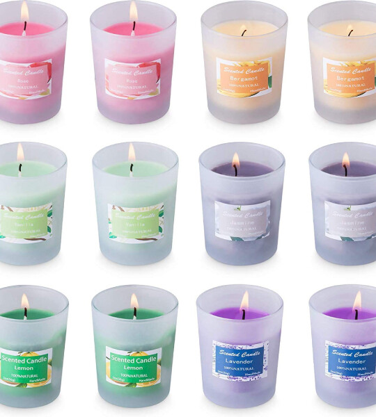 Candle with Essential Oil for Stress Relief Relaxation Smoke Free Strong Fragrance for Home Decor