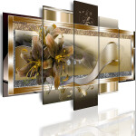 Yellow Orchid Flowers Canvas Print Abstract Wall Art Painting For Home Decor