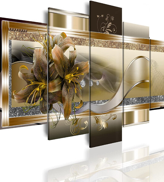 Yellow Orchid Flowers Canvas Print Abstract Wall Art Painting For Home Decor