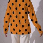 Spring And Autumn New Teenager'S Long Sleeve Shirt, with an Orange Background Covered in Black Dots And Two Irregular Black.