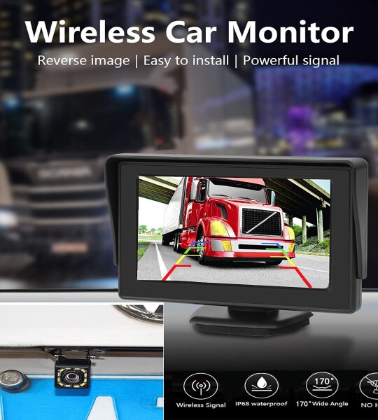 Wireless Backup Camera 4.3 Inch Car Monitor Rear View Camera